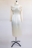 Vintage Women’s Ivory Dress - Painted Mandarin Dress