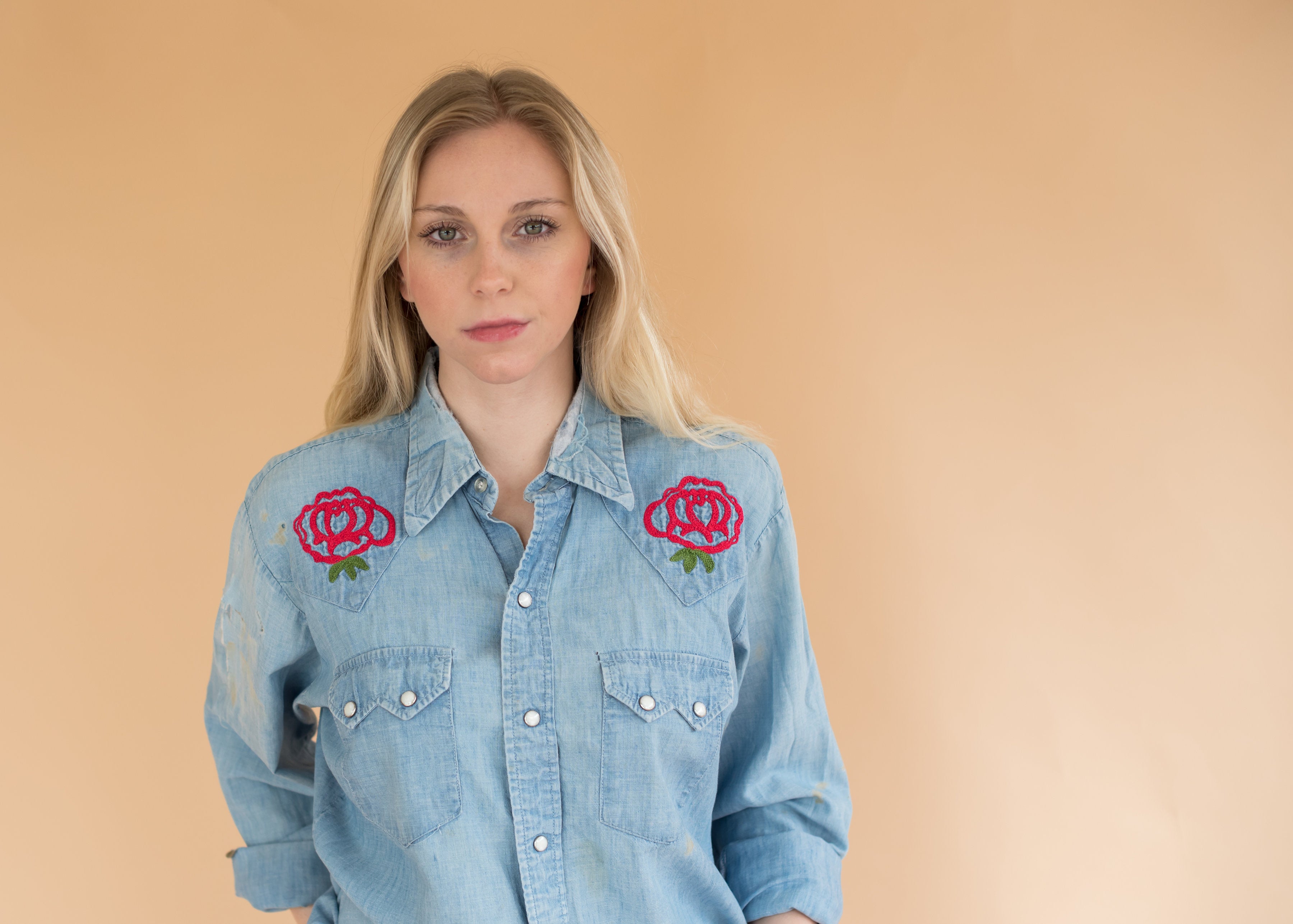 FLORAL EMBROIDERED DENIM WESTERN SHIRT | Lucky Brand