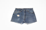 Lovely Lotus Cut Offs - Vintage Women’s Denim Levi Shorts with Embroidery