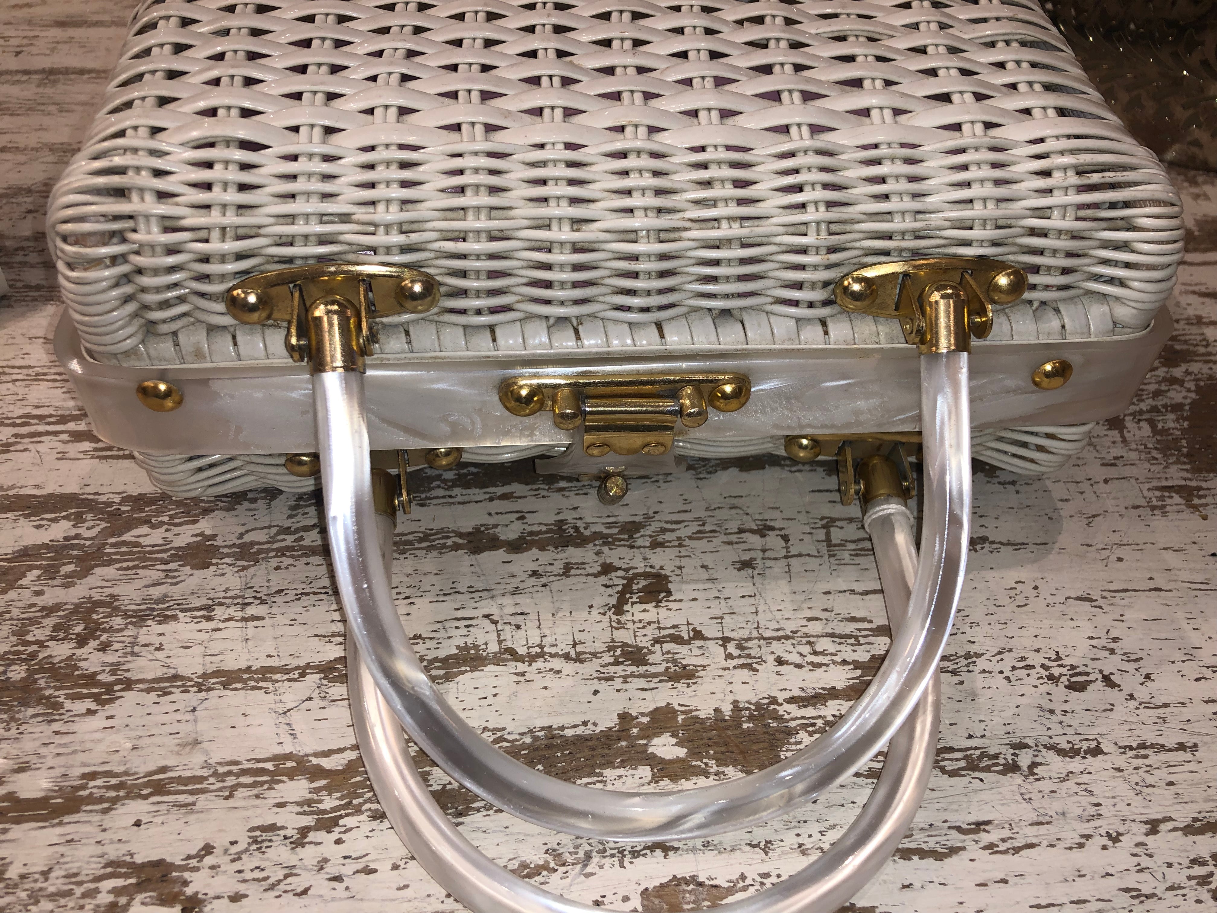 Vintage 50s White Pearl Lucite Purse W Brass Floral Closure By Wilardy |  Shop THRILLING